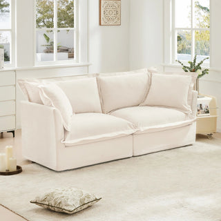 Slipcovered Fluffy Sofa - 2 Seat Dweva