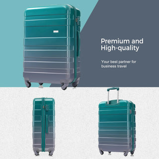 Luggage Sets New Model ABS Hardshell 3pcs Clearance Luggage Hardside Lightweight Durable Suitcase sets Spinner Wheels Suitcase with TSA Lock 20''24''28''( dark green) Dweva