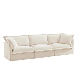 Slipcovered Fluffy Sofa - 3 Seat Dweva