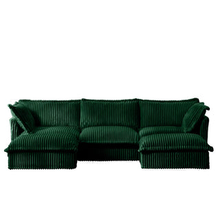 Slipcovered Fluffy Sofa - 3 Seat with 2 Ottoman Dweva