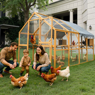 Outdoor Yellow Chicken Coop Enclosures 110" Large Kitten Playpen,Upgrade Waterproof Cover Dweva