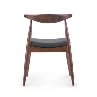 Set of 2 Rubberwood Dining Chairs with Ergonomic Backrest & Comfort Cushions, Walnut+Charcoal (same sku: 59296.00F) Dweva