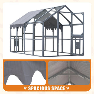 Outdoor Chicken Coop Enclosures 110" Large Kitten Playpen ,Upgrade Waterproof Cover-GREY Dweva