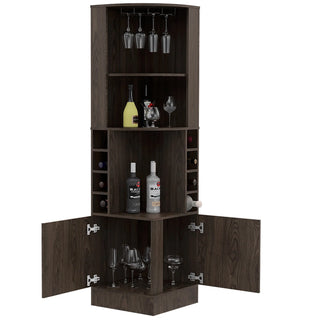 Seattle Bar Cabinet, Eight Bottle Cubbies, Two Large Open Shelves Dweva
