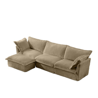 Slipcovered Fluffy Sofa - 3 Seat with Ottoman Dweva