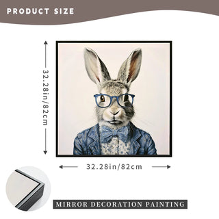 Gallery Wrapped Canvas Wall Art - Dapper Bunny in Tailored Cobalt Blue Suit, Modern Animal Portrait Framed Print for Lounge/Office Decor decorative picture painting Dweva