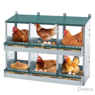 6 Compartments Chicken Nesting Box for Laying Eggs, Roll Away Chicken Laying Boxes, Green Dweva