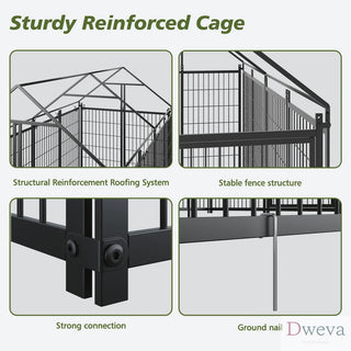Large Dog Kennel Outdoor Pet Pens Dogs Run Enclosure Animal Hutch Metal Coop Fence with Roof Cover. 7.94'L x 4.13'W x 5.95'H. Dweva