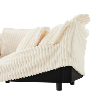 Slipcovered Fluffy Sofa - 3 Seat with Ottoman Dweva