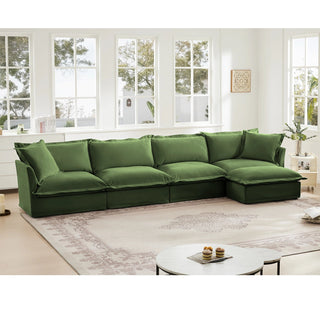 Slipcovered Fluffy Sofa - 4 Seat with Ottoman Dweva