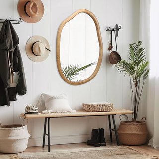 Irregular Wall Mirror Decorative, Asymmetrical Mirror for Wall Decor, Wavy Accent Mirrors for Living Room Bathroom Bedroom Entryway, Abstract Irregular Shape Curvy Mirror, 32"x22" Dweva