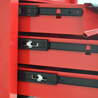 7 Drawers Multifunctional Tool Cart with Wheels,Metal Rolling Tool Cart Storage for Garage Workshop Warehouse Repair Shop--With Stainless Steel Roof- Red&Black Dweva