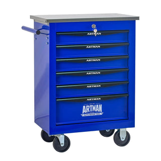 6 Drawers Multifunctional Tool Cart with Wheels,Metal Rolling Tool Cart Storage for Garage Workshop Warehouse Repair Shop--With Stainless Steel Roof- BLACK&BLUE Dweva