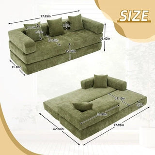 UNITED WE WIN Folding Sofa Bed with Pillows - Convertible Chair Floor Couch & Sleeping Mattress - Foldable Memory Foam Sleeper for Living Room/Dorm/Guest Room/Home Office/Apartment/Upstairs Loft Dweva