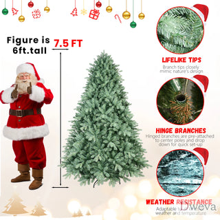 4FT Blue-Green Tint Christmas Tree with 592 PE+PVC Tips – Unique Full-Bodied Tree with Hinged Branches, Easy Assembly, Stable Metal Stand, Eye-Catching Holiday Decor Dweva