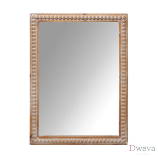 22x30 Inches Wood Framed Mirrors for Bathroom,Wooden Frame Wall Mirror Farmhouse Wall Mounted Rectangle Mirror for Vanity (Horizontal/Vertical) with beading Dweva