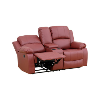 Red Semi PU And PVC 3-Piece Couch Living Room Sofa Set