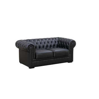 94.5" Black Cow Top Leather 3-Piece Living Room Sofa Set