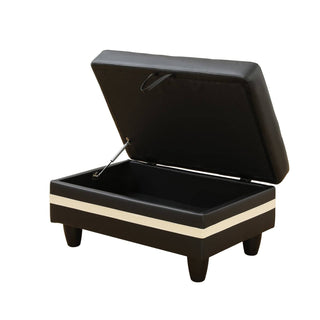 Black And White Semi PU Synthetic Leather Storage Ottoman