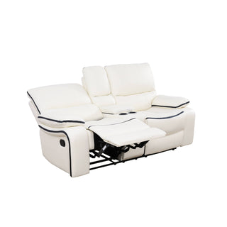 Off-White Bonded Leather Loveseat Living Room Sofa
