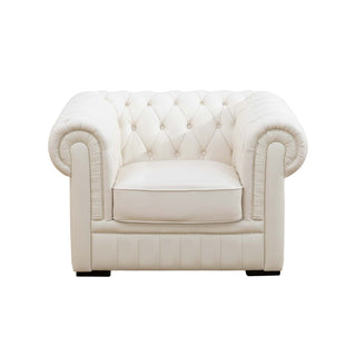 94.5" White Cow Top Leather 3-Piece Living Room Sofa Set