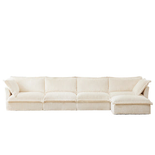 Slipcovered Fluffy Sofa - 4 Seat with Ottoman Dweva