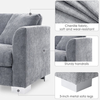 Seren 96" Chenille Cloud Sectional Sofa Dweva