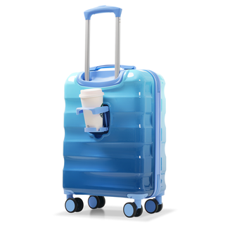 20" Carry-on Luggage with Cup Holder – Lightweight Glossy Hardshell Suitcases with Spinner Wheels, TSA Lock, Airline Approved, 2 Piece Set Dweva