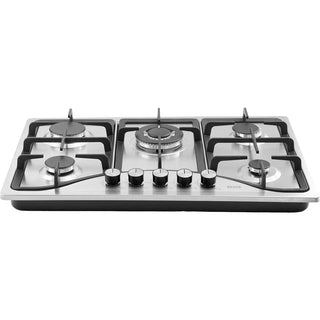 Gas Cooktop 30 inch, Max 12250BTU 5 Burners Built-in Stainless Steel Gas Stove Top, LPG/NG Convertible Dual Fuel Natural Gas Hob with Thermocouple Protection Dweva