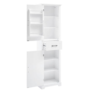 Tall Bathroom Storage Cabinet, Freestanding Storage Cabinet with Two Doors and Adjustable Shelves, Door Shelve Design, MDF Board with Painted Finish, White Dweva