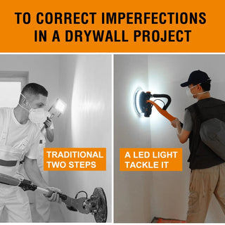 Drywall Sander with Vacuum Dust Collection, 6 Variable Speed Foldable Telescopic Electric Wall Sander, Popcorn Ceiling Removal Tool, 1900RPM Power Sander Tool, LED Light, 18Pcs Sanding Discs Dweva