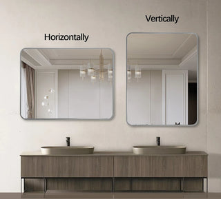 24x36 Inch Silver Metal Framed Rectangular Bathrrom Mirror for Wall.(W2203P156434) Dweva