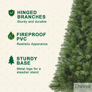 7FT Unlit Artificial Christmas Tree with 775 Tips, Full PVC Branches, Classic Green Holiday Tree with Sturdy Metal Stand for Indoor Home Decoration Dweva