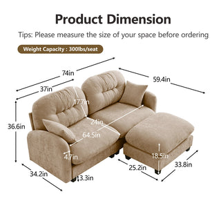 Mira Loveseat With Ottoman Dweva
