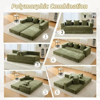 UNITED WE WIN Folding Sofa Bed with Pillows - Convertible Chair Floor Couch & Sleeping Mattress - Foldable Memory Foam Sleeper for Living Room/Dorm/Guest Room/Home Office/Apartment/Upstairs Loft Dweva