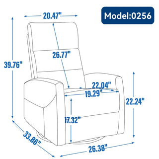 Manual Recliner Chair with Rocker and Swivel in Fabric for Living Room, Beige Dweva