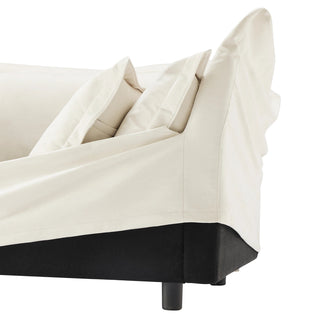 Slipcovered Fluffy Sofa - 4 Seat with Ottoman Dweva