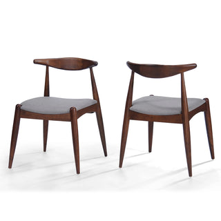 Set of 2 Rubberwood Dining Chairs with Ergonomic Backrest & Comfort Cushions, Walnut+Light Gray (same sku: 59296.00FDBEI) Dweva