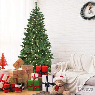 7ft Green Christmas Tree with 400 WiFi-Controlled RGB LED Lights, 1063 PVC Tips, 38 Light Functions, Music Sync, Hinged Structure & Metal Stand – Smart App-Controlled Holiday Tree Dweva