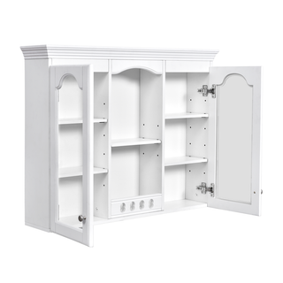 Wall Mounted Medicine Cabinet, Bathroom Wall Cabinet with 2 Glass Doors, Over The Toilet Space Saver Storage Cabinet with Ample Storage, White Dweva