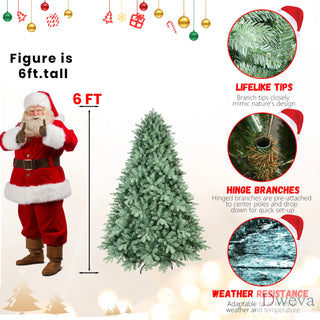 7FT Blue-Green Tint Christmas Tree with 2518 PE+PVC Tips – Unique Full-Bodied Tree with Hinged Branches, Easy Assembly, Stable Metal Stand, Eye-Catching Holiday Decor Dweva