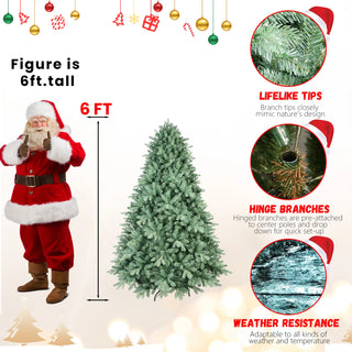4FT Blue-Green Tint Christmas Tree with 592 PE+PVC Tips – Unique Full-Bodied Tree with Hinged Branches, Easy Assembly, Stable Metal Stand, Eye-Catching Holiday Decor Dweva