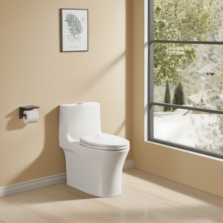 1.1/1.60 GPF Dual-Flush One Piece Toilet, Water-Saving Elongated Comfort Height Floor Mounted, Soft Closing Seat, 1000 Gram Map Flushing Score Toilet, Gloss White 24T02-GW Dweva
