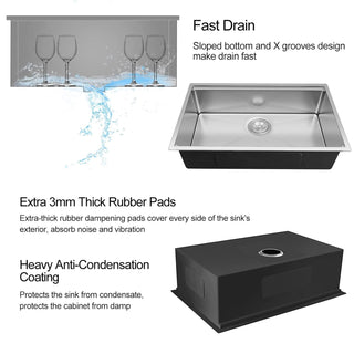 33 Undermount Workstation Sink-33 x 19 Inch Undermount Stainless Steel Kitchen Sink 18 Gauge, Handmade R10 Radius 10 Inch Deep Undermount Single Bowl Sink with Accessories Dweva