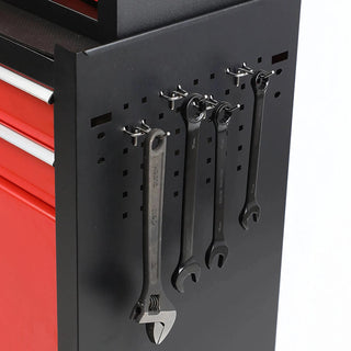eight-drawer large capacity rolling toolbox, detachable cabinet storage toolbox with wheels and drawers, detachable toolbox with lock for workshop mechanical garage BLACK+RED Dweva