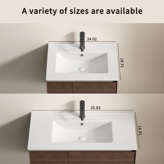 24 inch Bathroom Vessel Sink, Ceramic Bathroom Vanity Sink Top without Overflow, Convenient for Storing Personal Items - Glossy White Dweva