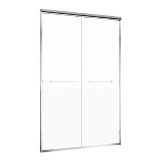 60" W x 72" H Chrome Aluminum Frame Double Sliding Shower Door with 1/4" (6mm) Nano-Coated Clear Tempered Glass and Dual Stainless Steel Handles Dweva