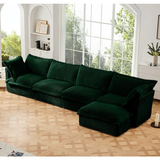 Slipcovered Fluffy Sofa - 4 Seat with Ottoman Dweva