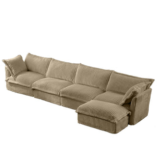Slipcovered Fluffy Sofa - 4 Seat with Ottoman Dweva