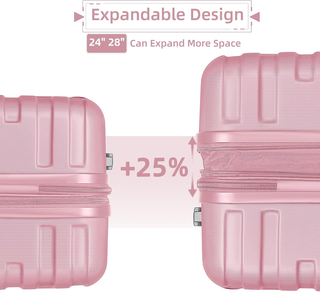 Luggage Sets 6 Piece with Duffel Bags, Hardside Expandable Suitcases with Spinner Wheels TSA Lock, Pink Dweva